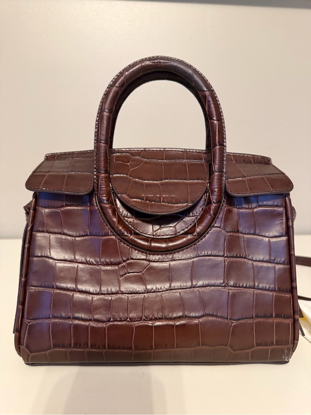 STAUD MAUDE MINI CARRYALL ESPRESSO CROCO - Picture 2 of 5